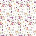 Seamless floral pattern, liberty ditsy print with tiny cute flowers on a light field. Vector. Royalty Free Stock Photo