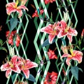 Seamless floral pattern lilies.