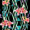 Seamless floral pattern lilies.