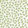 Seamless floral pattern with little bright green blades of grass. Floral texture on white background. Royalty Free Stock Photo