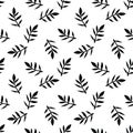 Polka dot seamless floral pattern with branches and leaves. Natural background. Royalty Free Stock Photo