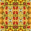 Seamless floral pattern, oil painting