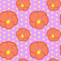 Seamless floral pattern with orange Abutilon flowers