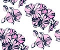 Seamless floral pattern with orchids and ornamental hand drawing decorative background. Ethnic seamless pattern ornament. Vector p