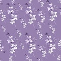 Seamless floral pattern with orchids on purple background. Chinese traditional ornament. Oriental pattern. Print, packaging, wallp