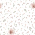 Seamless floral pattern with pale pink flowers. Texture with small watercolor flowers on a white background Royalty Free Stock Photo