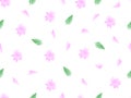 Seamless floral pattern, pink flowers and leaves