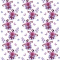 Seamless floral pattern. Pink roses, lilac bell flowers, butterflies and paisley isolated on white background Royalty Free Stock Photo