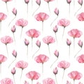 Seamless floral pattern with pink tender flowers