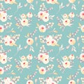 Seamless floral pattern with pink watercolor flower posies Royalty Free Stock Photo
