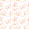 Seamless floral pattern with pink watercolor flower posies Royalty Free Stock Photo