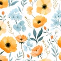 Seamless floral pattern with poppies. Vector illustration