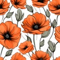 Seamless floral pattern with poppies. Vector illustration