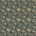 A seamless floral pattern with a red, orange, white, black and blue flowers and leaves on a dark colored background Royalty Free Stock Photo