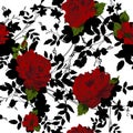 Seamless floral pattern with Red Roses.