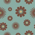 A seamless floral pattern in retro style of the 70`s Royalty Free Stock Photo