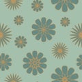 A seamless floral pattern in retro style of the 70s Royalty Free Stock Photo