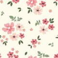 Seamless floral pattern, romantic ditsy fashion print of small abstract flowers on a light background. Vector illustration Royalty Free Stock Photo