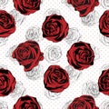 Seamless Floral Pattern. Rose red background