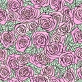 Seamless floral pattern with roses, watercolor. Vector illustration. Royalty Free Stock Photo