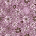 Seamless floral pattern in scattering pink and brown colors