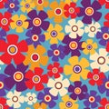Seamless floral pattern, simple ditsy print with small flowers in retro hippie style. Vector. Royalty Free Stock Photo