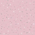 Seamless floral pattern with small white and pink flowers on baby-pink background. Ditsy print Royalty Free Stock Photo