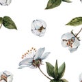 Seamless floral pattern with spring cherry blossoms. Nice spring composition. Hand drawn watercolor illustration.