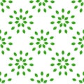 Seamless floral pattern with stars made of leaves. Repeating green texture on white background Royalty Free Stock Photo