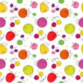 seamless floral pattern with stylized fruits and berries