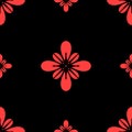 Seamless floral pattern. Stylized red flowers on black background. Vector