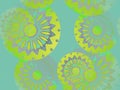 Seamless floral pattern turquoise yellow
