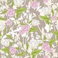 Seamless floral pattern. Vector background with lilly flowers