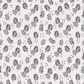 Seamless floral pattern, vector seamless background with herb leaves. Organic flat style vector illustration.