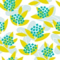 Seamless floral pattern. Vector spring design. Illustration with small blue flowers, green leaves on the white background Royalty Free Stock Photo