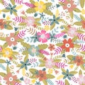 Seamless floral pattern, vector wallpaper. Children style.