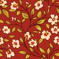 Seamless floral pattern, vintage ditsy print, abstract botanical design with autumn flowers branches. Vector. Royalty Free Stock Photo