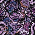 Seamless floral pattern in vintage oriental paisley style