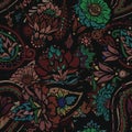 Seamless floral pattern in vintage oriental paisley style