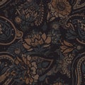 Seamless floral pattern in vintage oriental paisley style