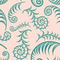 Seamless floral pattern in vintage style. Botanical illustration. Boxwood, seeded eucalyptus, fern, maidenhair. Vector design