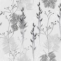 Seamless floral pattern in vintage style. Leaves and herbs. Botanical illustration. Royalty Free Stock Photo