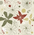 Seamless floral pattern in vintage style. Pale colored decorative ornate background with fantasy flowers.