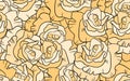 Seamless floral pattern with violet roses. Cartoon style. Design for fabric, textile, paper. Colorful flowers on color Royalty Free Stock Photo