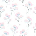 Seamless floral pattern with the watercolor abstract fluff branches Royalty Free Stock Photo