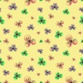 Seamless floral pattern. Watercolor background with hand drawn flowers. Royalty Free Stock Photo