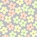 A seamless floral pattern with watercolor hand-drawn tender pink, yellow and green spring flowers Royalty Free Stock Photo