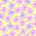 A seamless floral pattern with watercolor hand-drawn tender purple and pink spring flowers Royalty Free Stock Photo