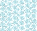 Seamless floral pattern. On a white background the blue flowers of edelweiss, water lily, lotus. For greeting cards, invitations.