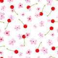 Seamless floral pattern on a white background.Pink cherry, plum ,pear ,apple blossom. Spring and summer watercolor